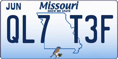 MO license plate QL7T3F