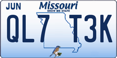 MO license plate QL7T3K
