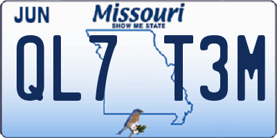 MO license plate QL7T3M