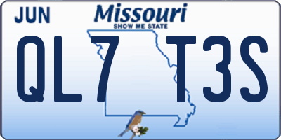 MO license plate QL7T3S