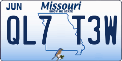 MO license plate QL7T3W