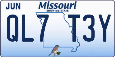 MO license plate QL7T3Y