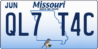 MO license plate QL7T4C