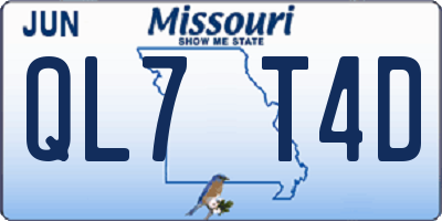 MO license plate QL7T4D