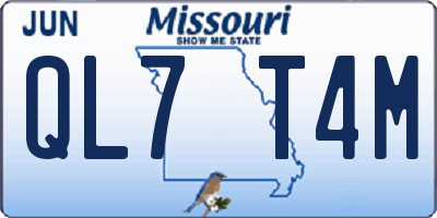 MO license plate QL7T4M