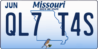 MO license plate QL7T4S