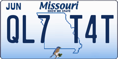 MO license plate QL7T4T