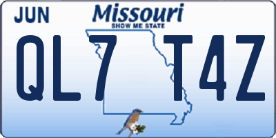 MO license plate QL7T4Z