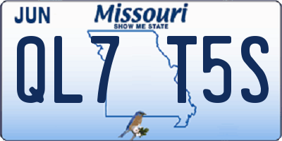 MO license plate QL7T5S