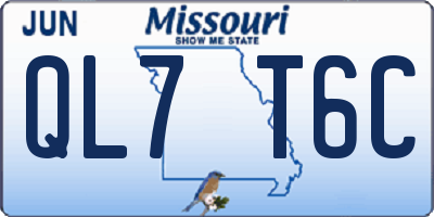 MO license plate QL7T6C