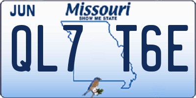 MO license plate QL7T6E