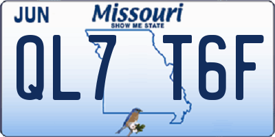 MO license plate QL7T6F