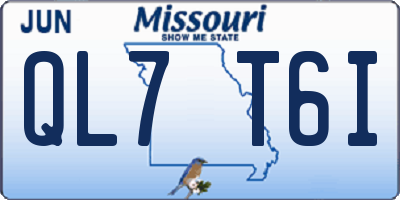MO license plate QL7T6I