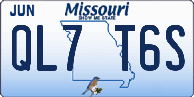 MO license plate QL7T6S
