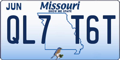 MO license plate QL7T6T