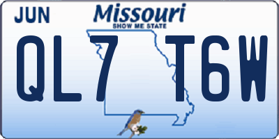 MO license plate QL7T6W