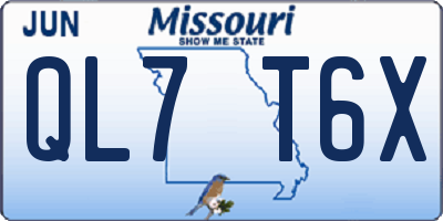 MO license plate QL7T6X