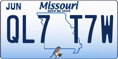 MO license plate QL7T7W