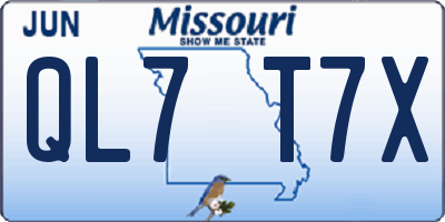 MO license plate QL7T7X