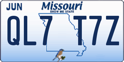 MO license plate QL7T7Z