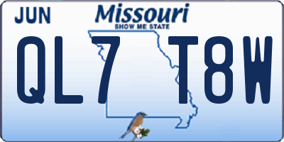 MO license plate QL7T8W
