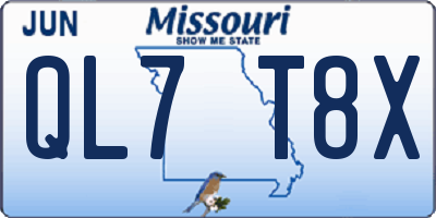 MO license plate QL7T8X