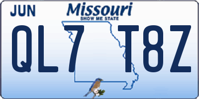 MO license plate QL7T8Z