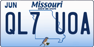 MO license plate QL7U0A