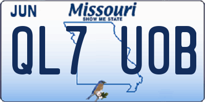 MO license plate QL7U0B