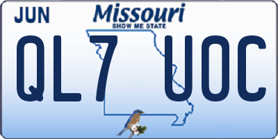 MO license plate QL7U0C