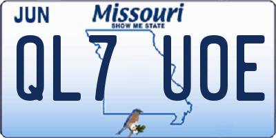MO license plate QL7U0E