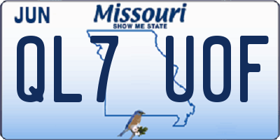 MO license plate QL7U0F