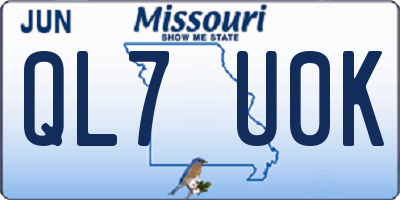 MO license plate QL7U0K