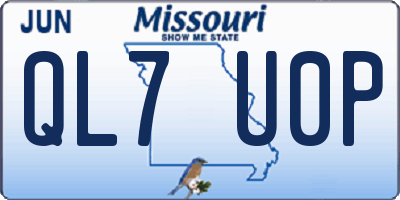MO license plate QL7U0P