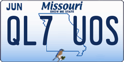 MO license plate QL7U0S