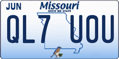 MO license plate QL7U0U