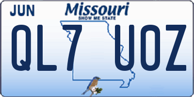 MO license plate QL7U0Z
