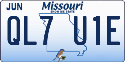 MO license plate QL7U1E