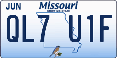 MO license plate QL7U1F