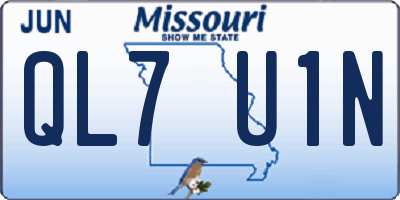 MO license plate QL7U1N
