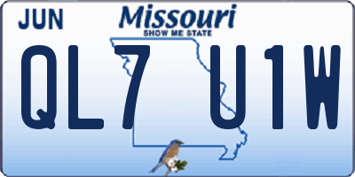 MO license plate QL7U1W