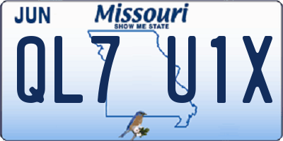 MO license plate QL7U1X