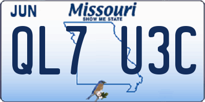 MO license plate QL7U3C