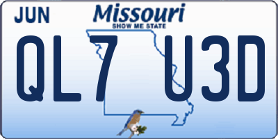 MO license plate QL7U3D