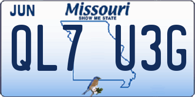 MO license plate QL7U3G