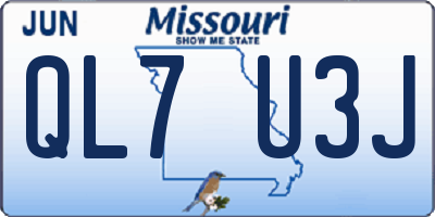 MO license plate QL7U3J