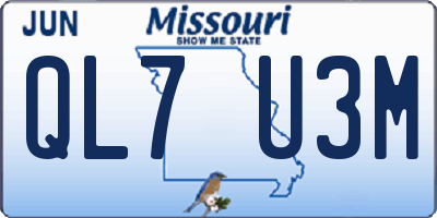 MO license plate QL7U3M