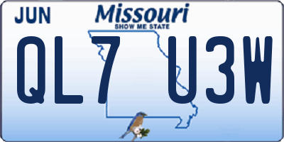 MO license plate QL7U3W