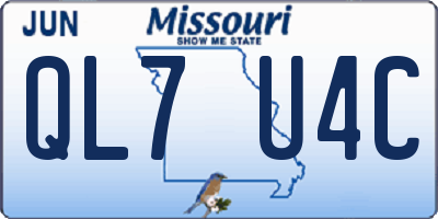 MO license plate QL7U4C