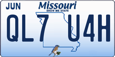 MO license plate QL7U4H